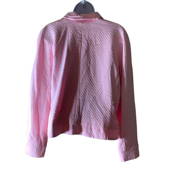 Analogy Button Up Quilted Blazer Cardigan Coat Women Size XL Long Sleeves Pink - Picture 2 of 5